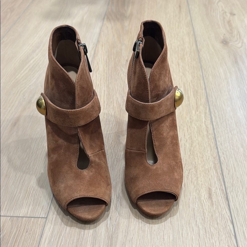 Michael by Michael Kors brown suede heeled booties